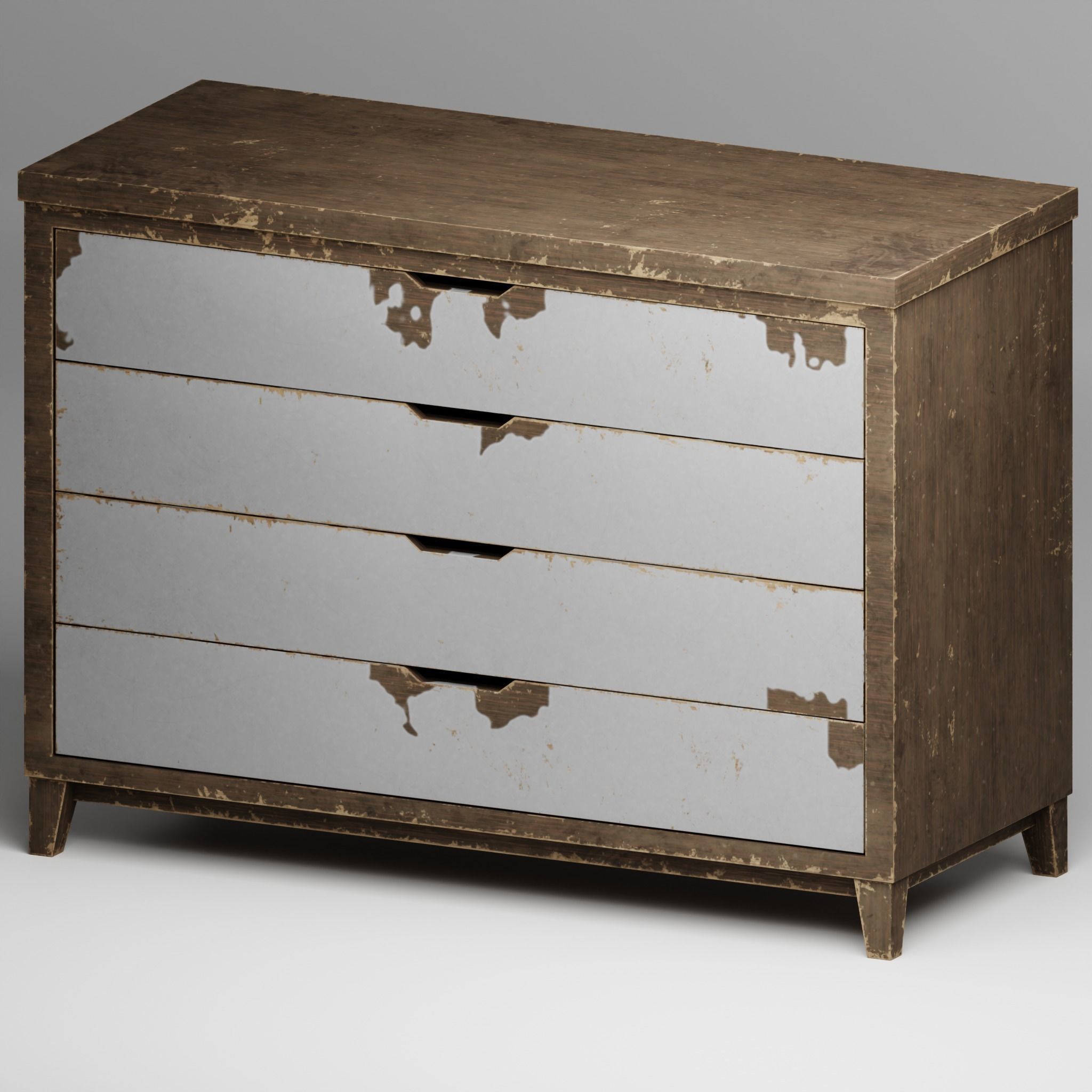 Vintage drawer Low-poly 3D model_1