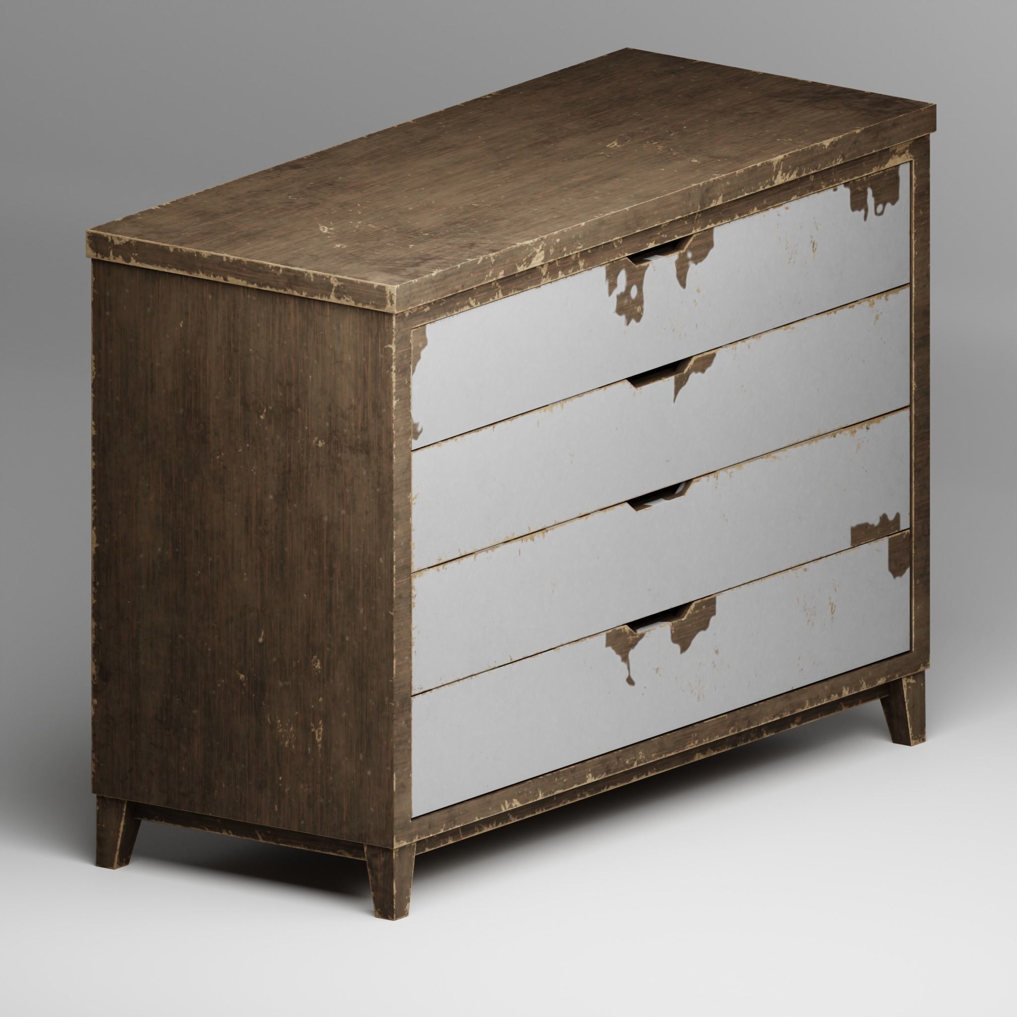 Vintage drawer Low-poly 3D model_3