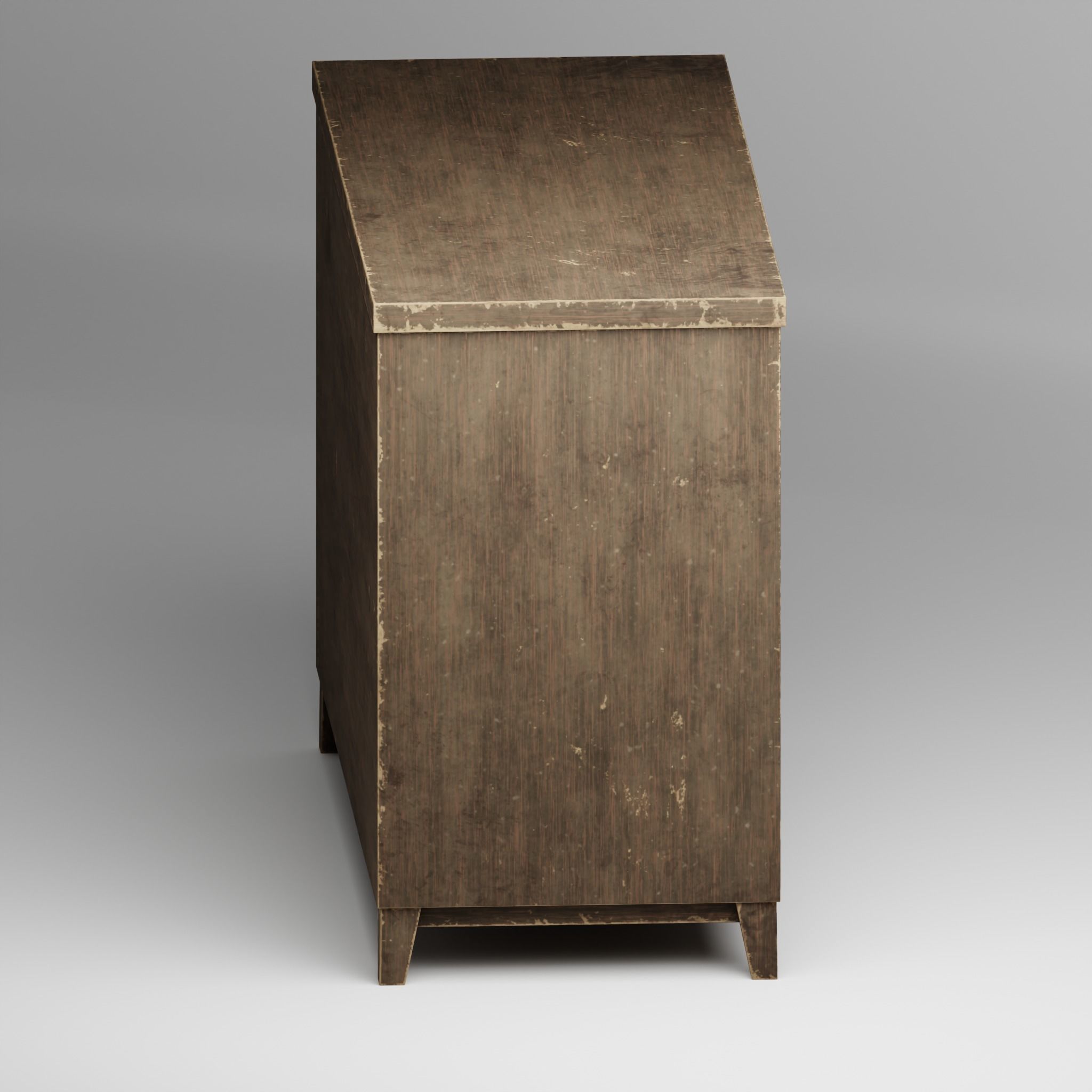 Vintage drawer Low-poly 3D model_4