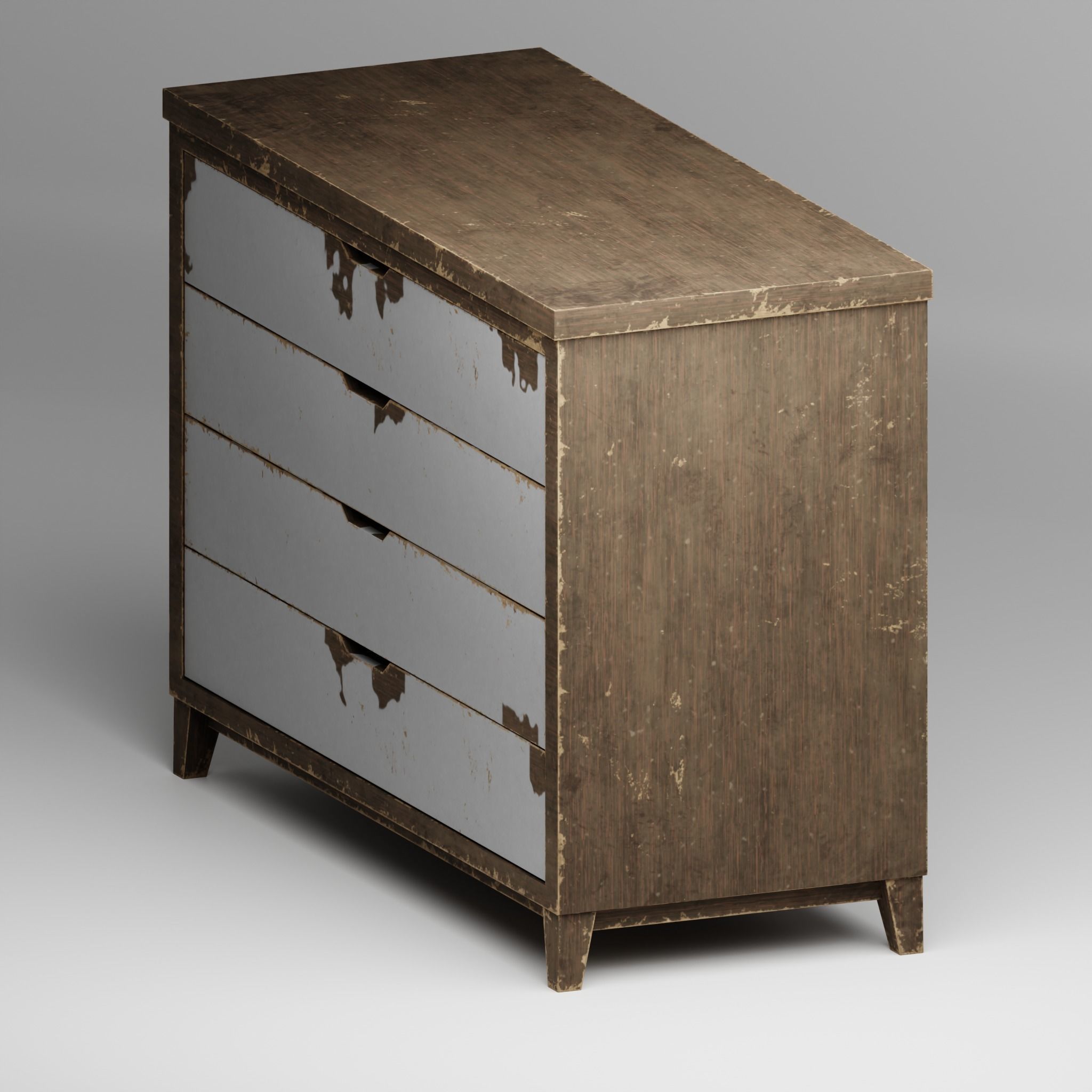 Vintage drawer Low-poly 3D model_9