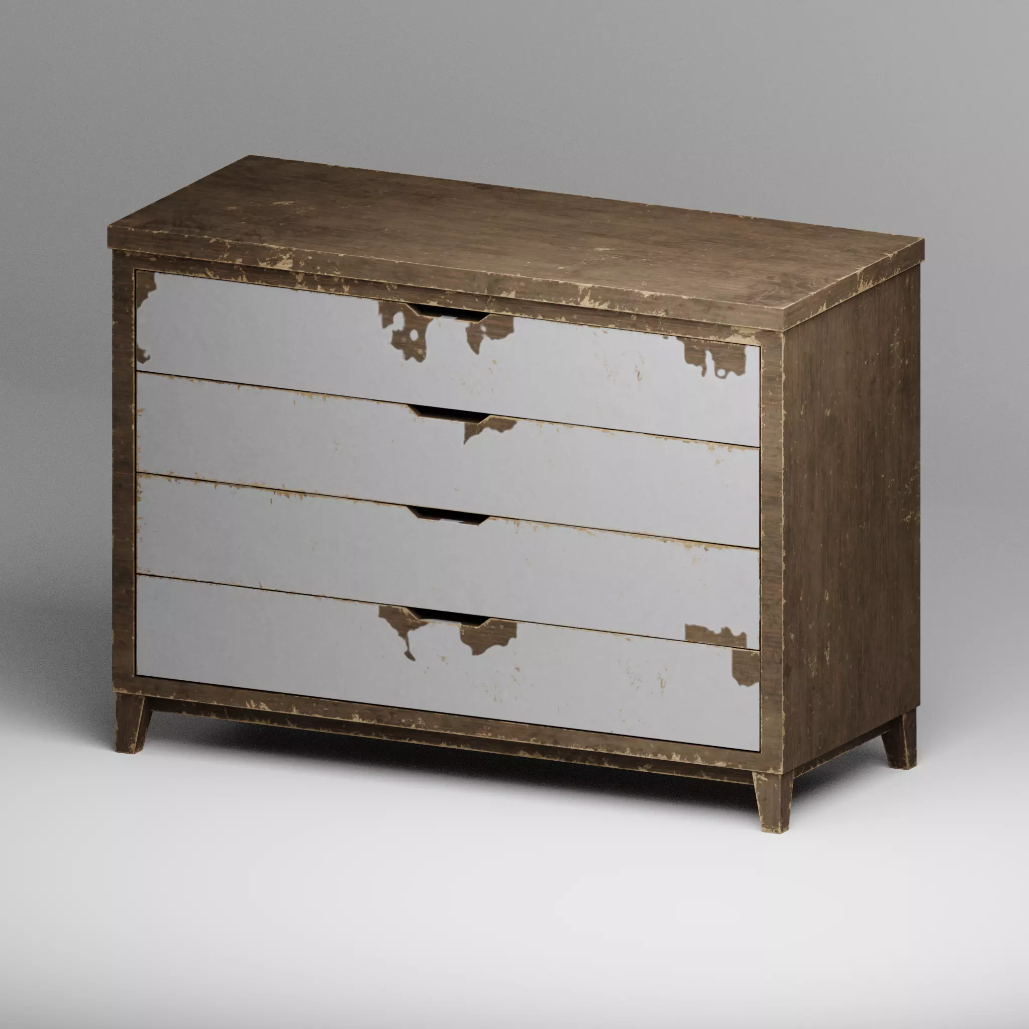 Vintage drawer Low-poly 3D model_0