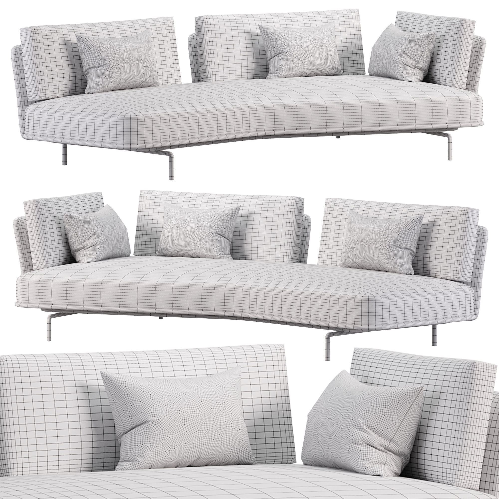 Panoramic Sofa Knoll Piero Lissoni 3D model_2