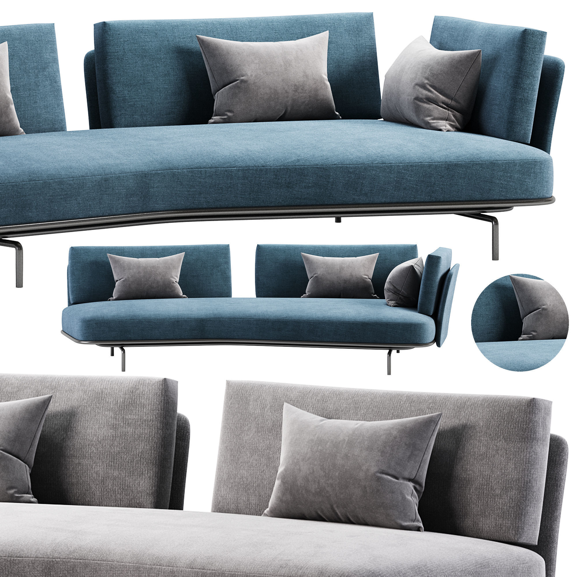 Panoramic Sofa Knoll Piero Lissoni 3D model_1