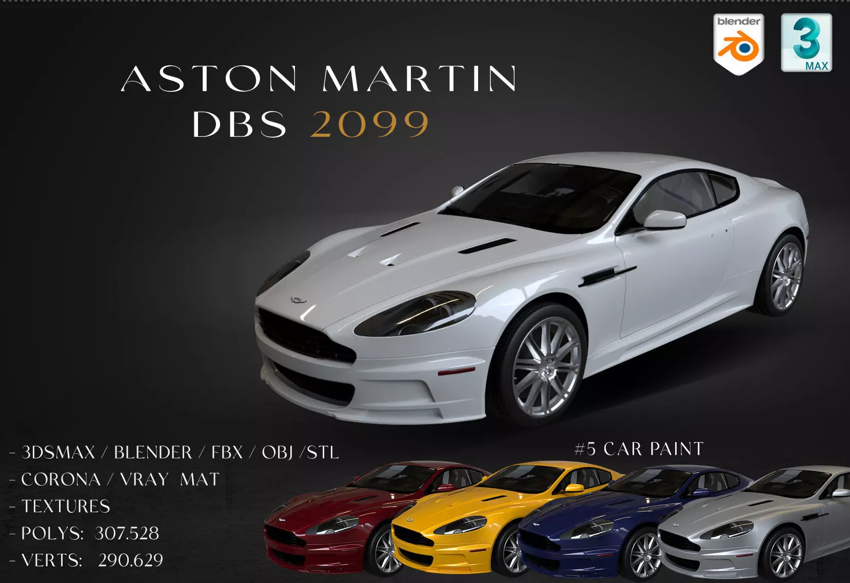  Aston Martin DBS 2009 Low-poly 3D model_0
