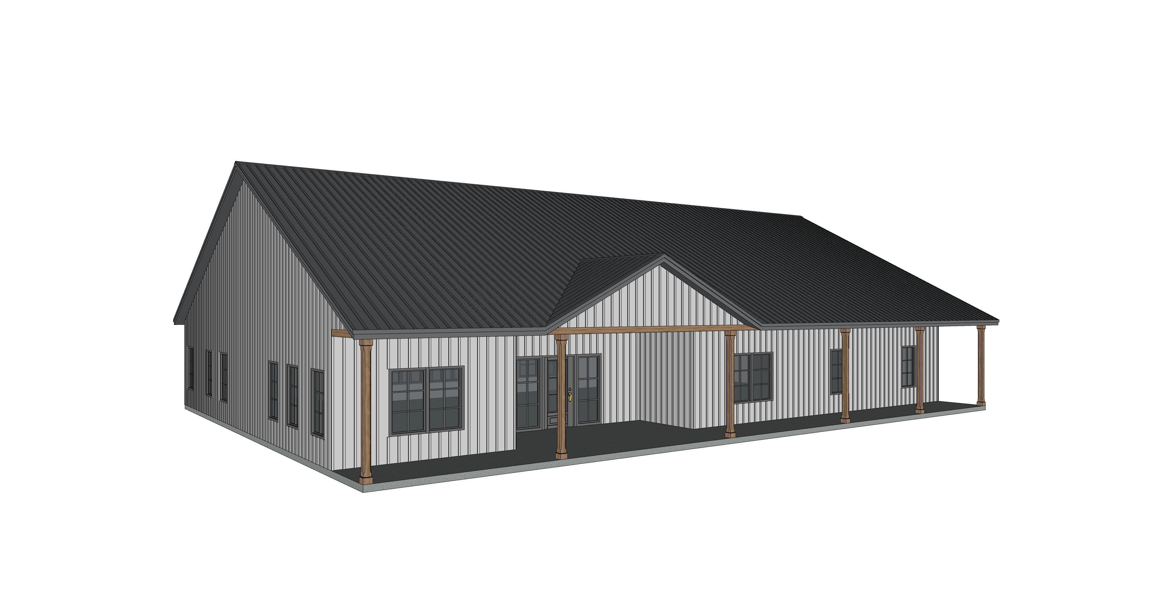 Barndominium House 070 -Archimple LLC Low-poly 3D model_1