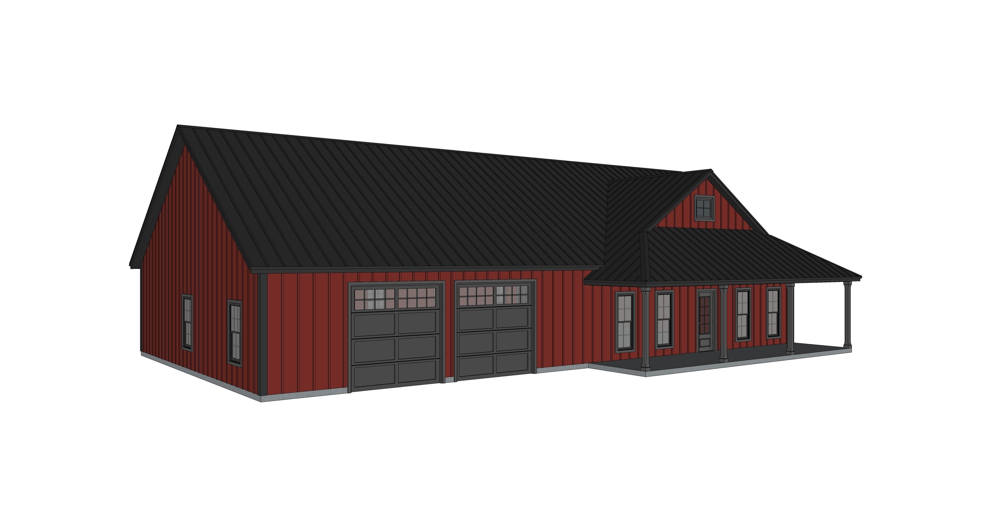 Barndominium House 072 -Archimple LLC Low-poly 3D model_4