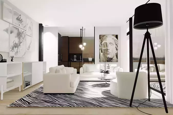 two-room interior in a designer style