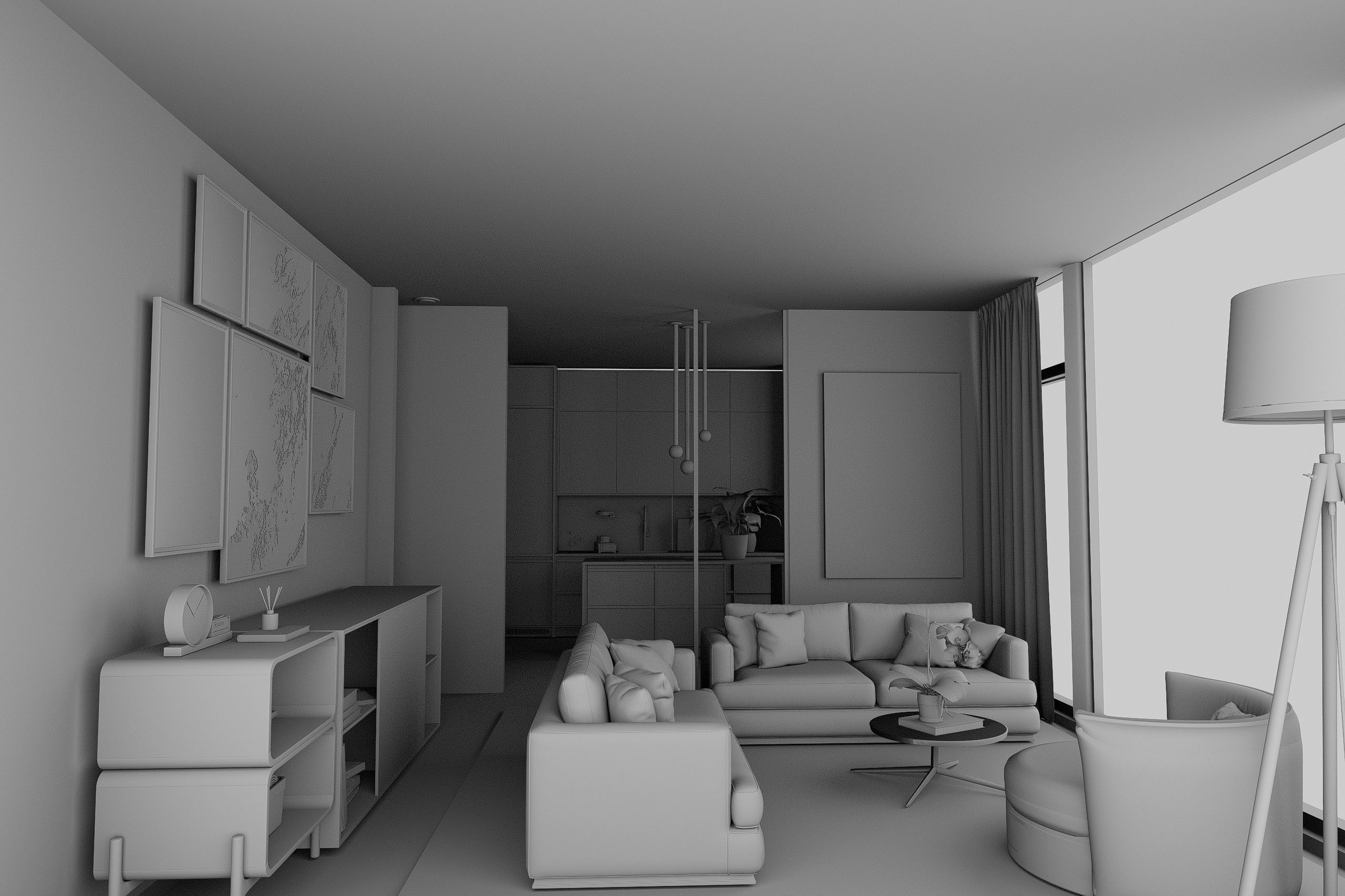 two-room interior in a designer style 3D model_8