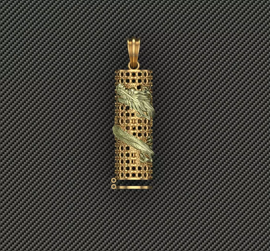 Dragon Pendant and Necklace Jewelry Chinese Dragon 3D print model_0