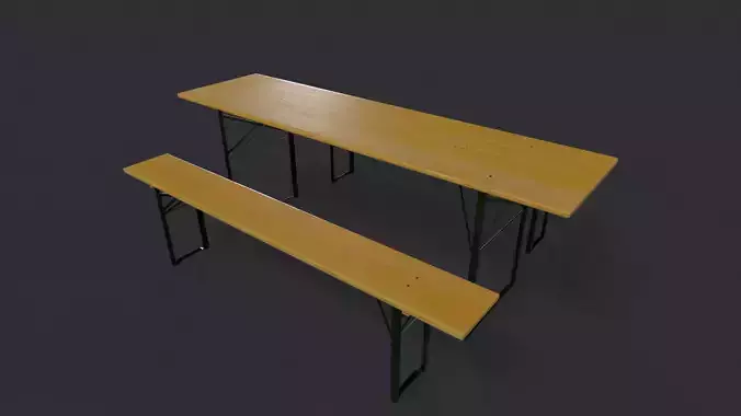 German Beer Garden Set Low-poly 3D model