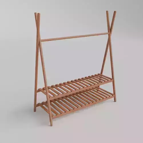 LowPoly Coat Rack GameReady Furniture Asset