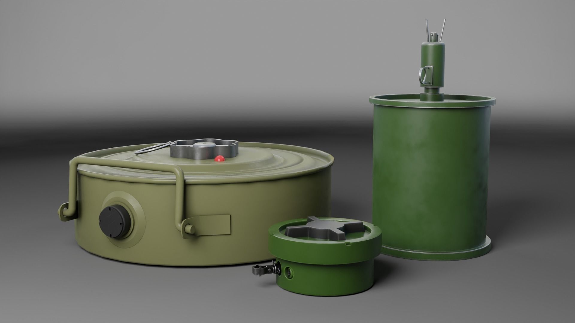 Landmines Low Poly 3d Model  Low-poly 3D model_1