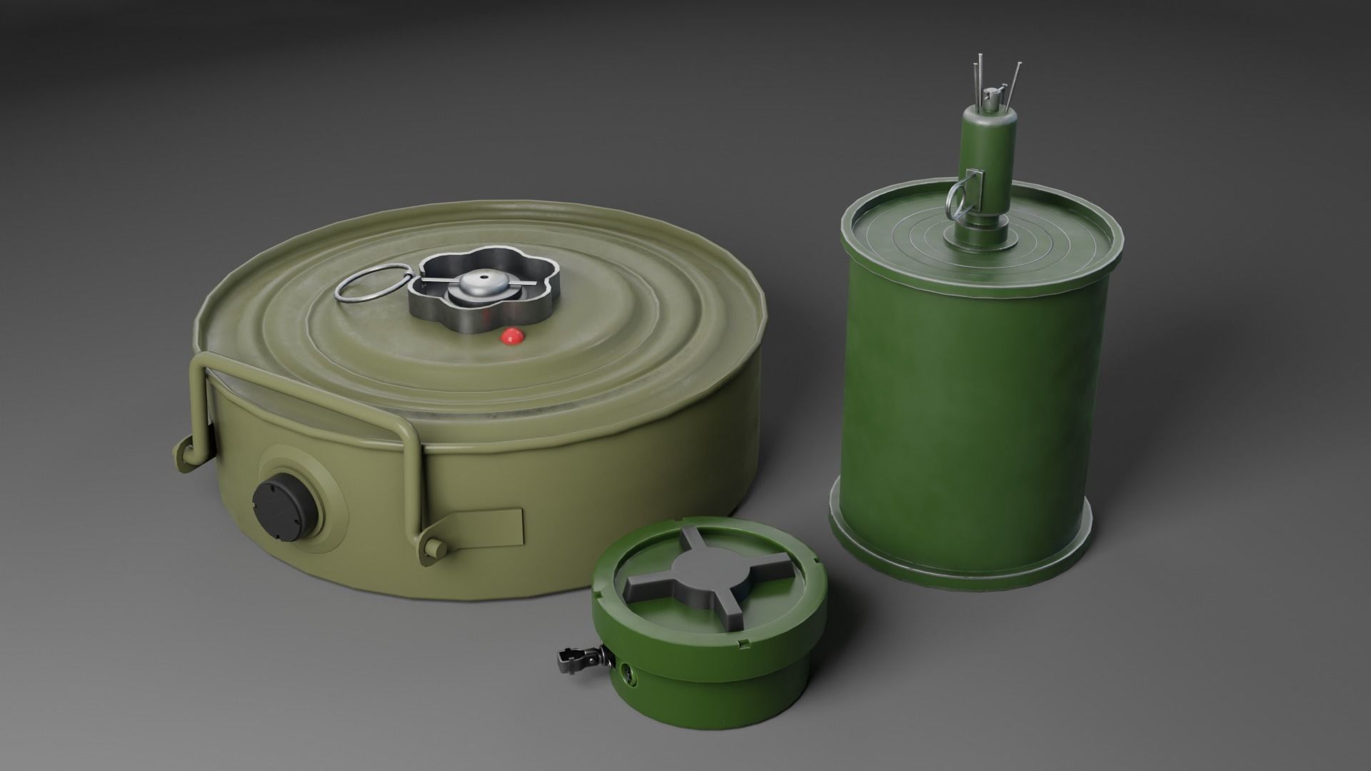Landmines Low Poly 3d Model  Low-poly 3D model_2