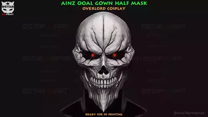 Ainz Ooal Gown Half Mask - OverLord Cosplay 3D print model