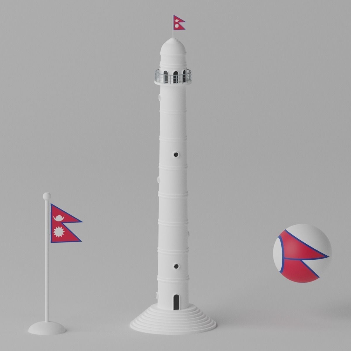 Dharahara Bhimsen Tower Nepal 3D model_7