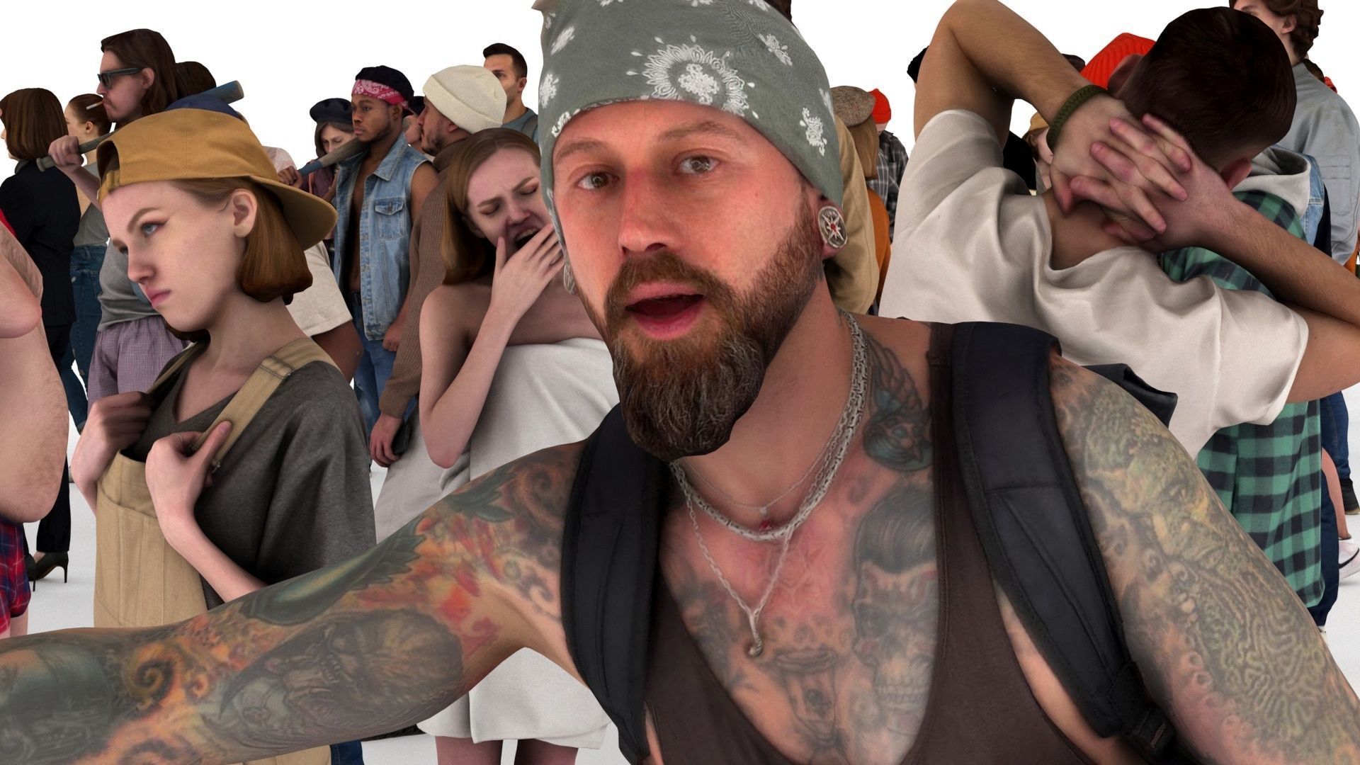 People pack poses body scan 50 pieces vol 2 of 10 Low-poly 3D model_1