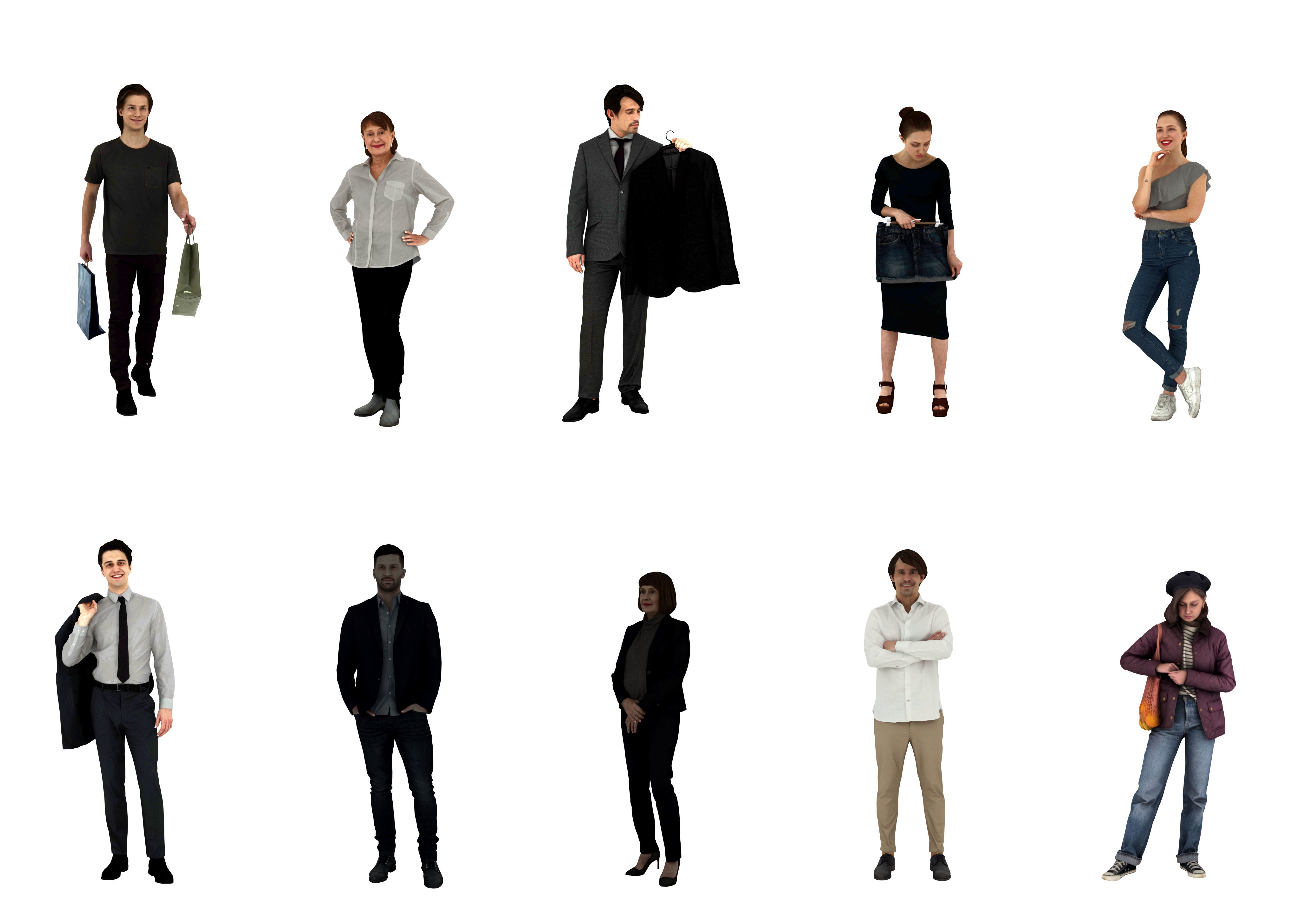 People pack poses body scan 50 pieces vol 2 of 10 Low-poly 3D model_8