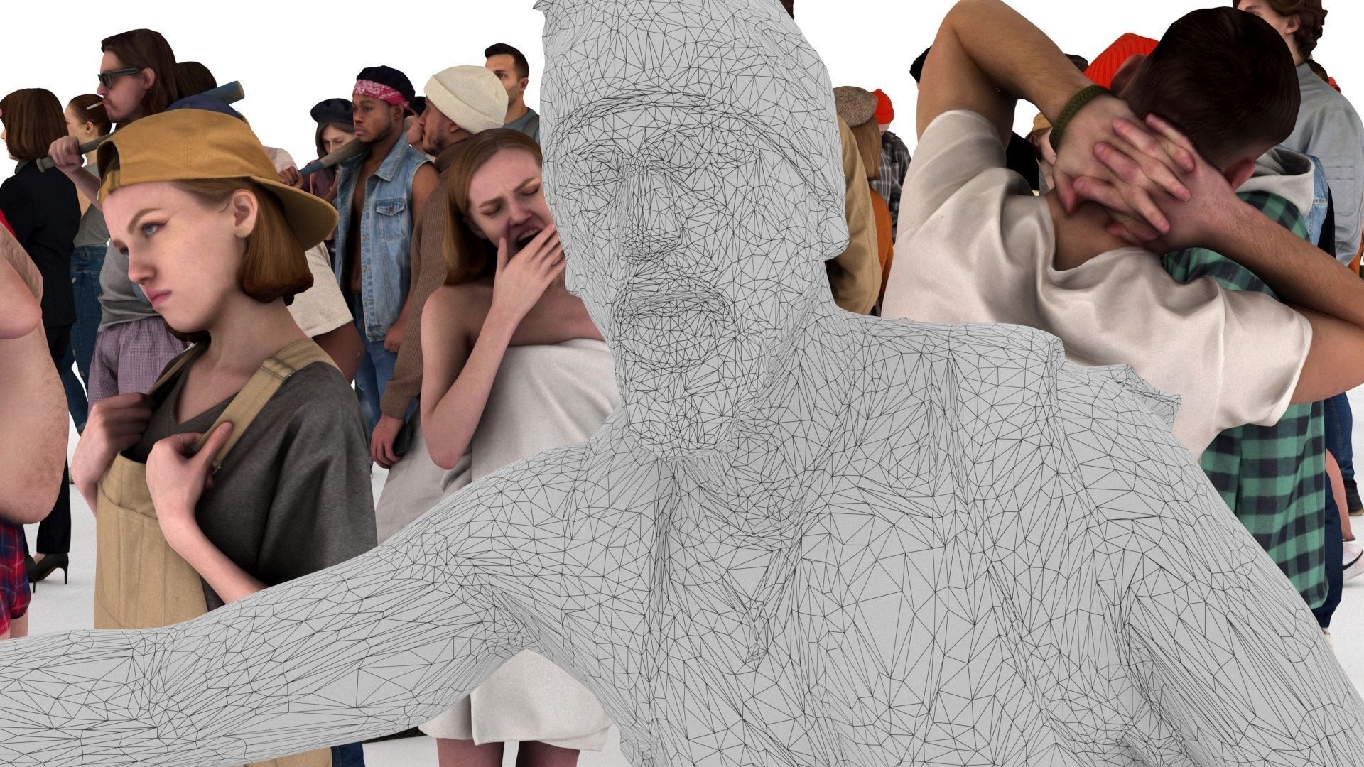 People pack poses body scan 50 pieces vol 2 of 10 Low-poly 3D model_2