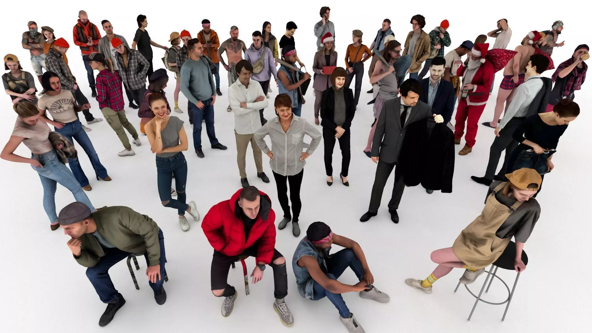 People pack poses body scan 50 pieces vol 2 of 10 Low-poly 3D model_0