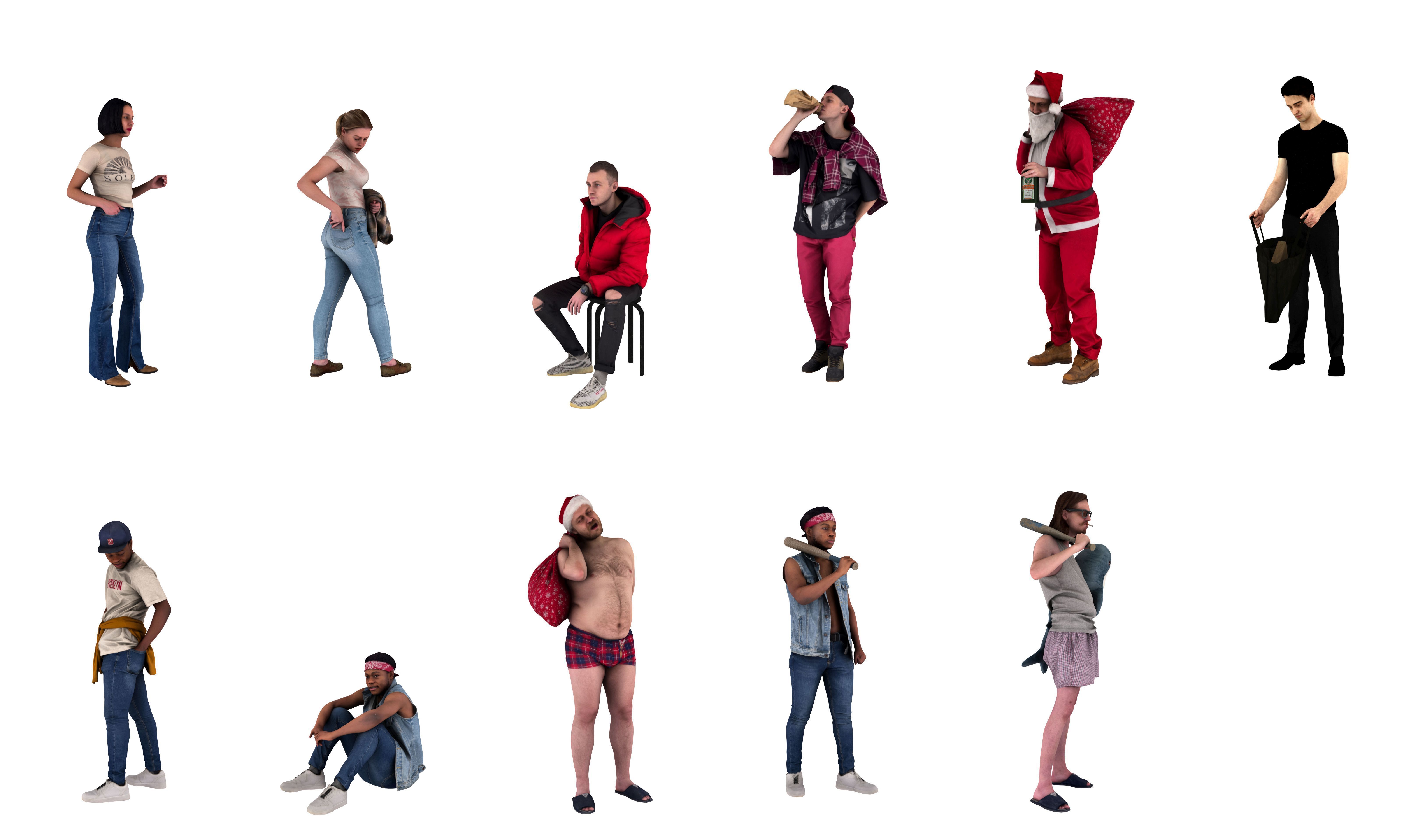 People pack poses body scan 50 pieces vol 2 of 10 Low-poly 3D model_7