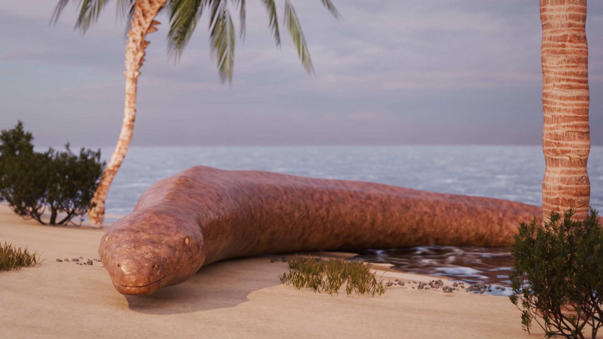 Titanoboa Snake Low-poly 3D model_8