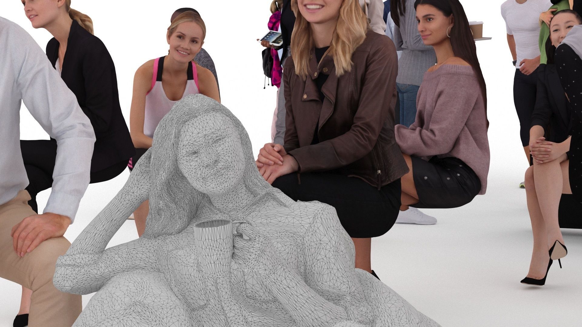 People pack poses scan body 50 pieces vol 3 of 10 Low-poly 3D model_2