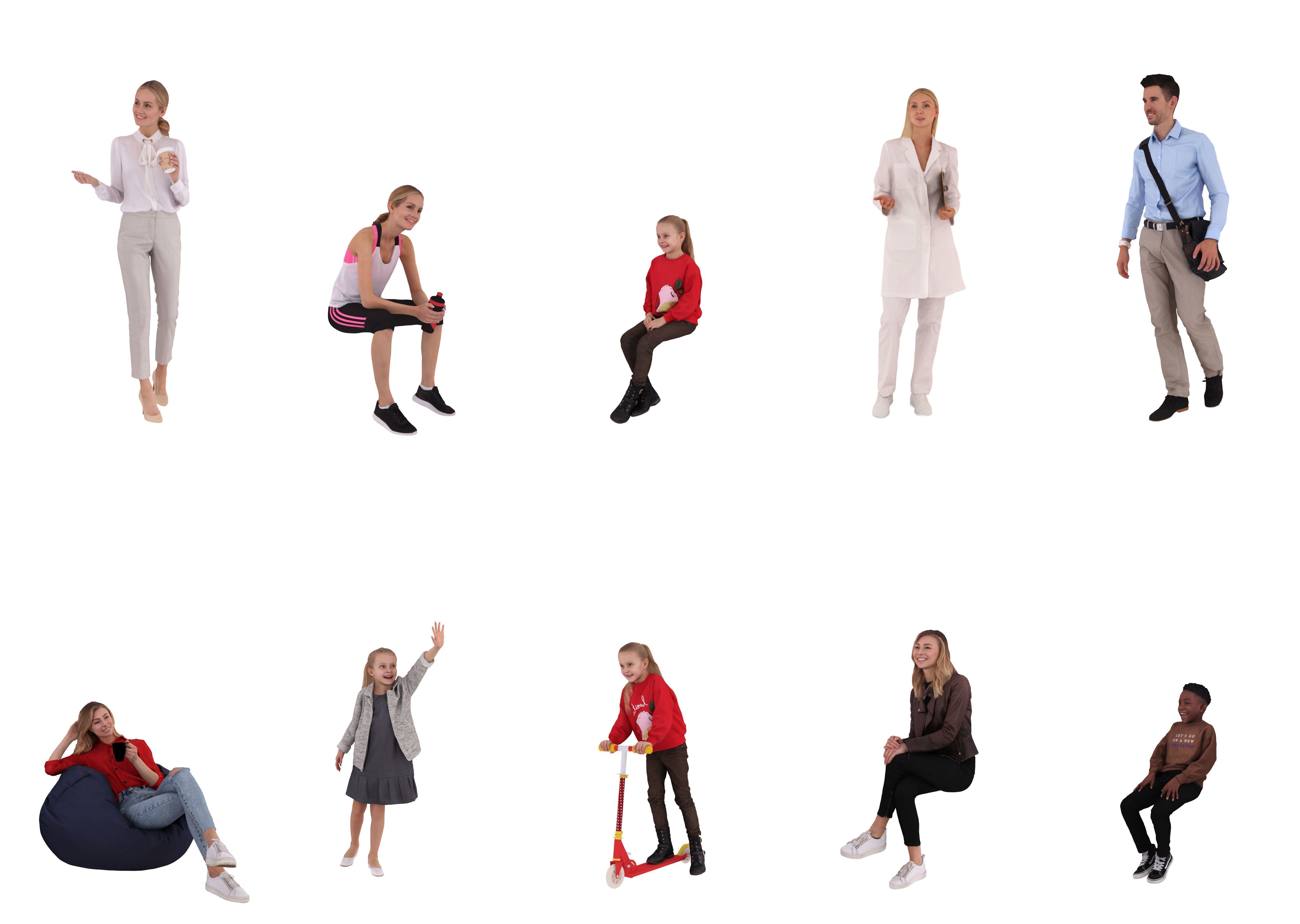 People pack poses scan body 50 pieces vol 3 of 10 Low-poly 3D model_4