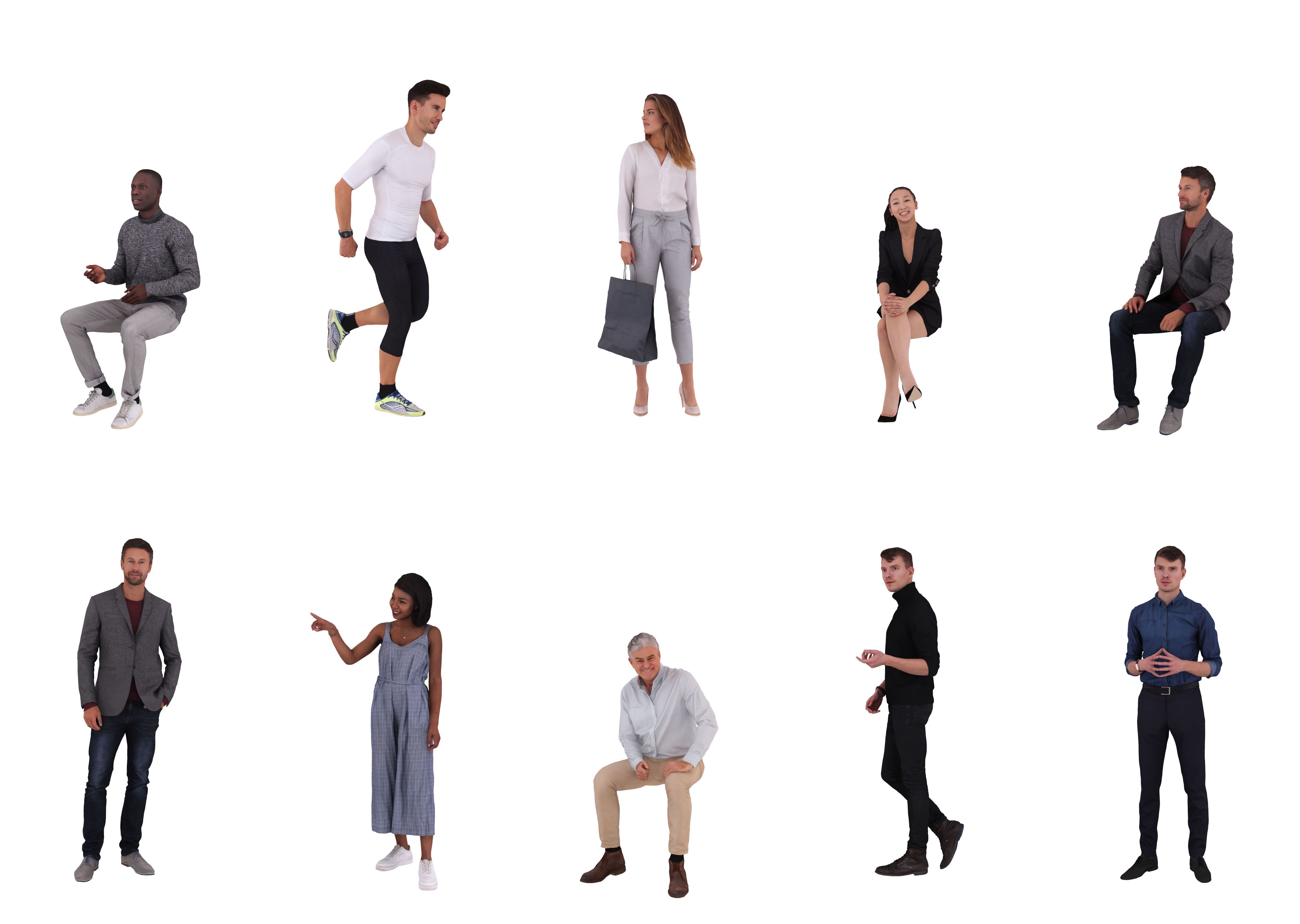 People pack poses scan body 50 pieces vol 3 of 10 Low-poly 3D model_7