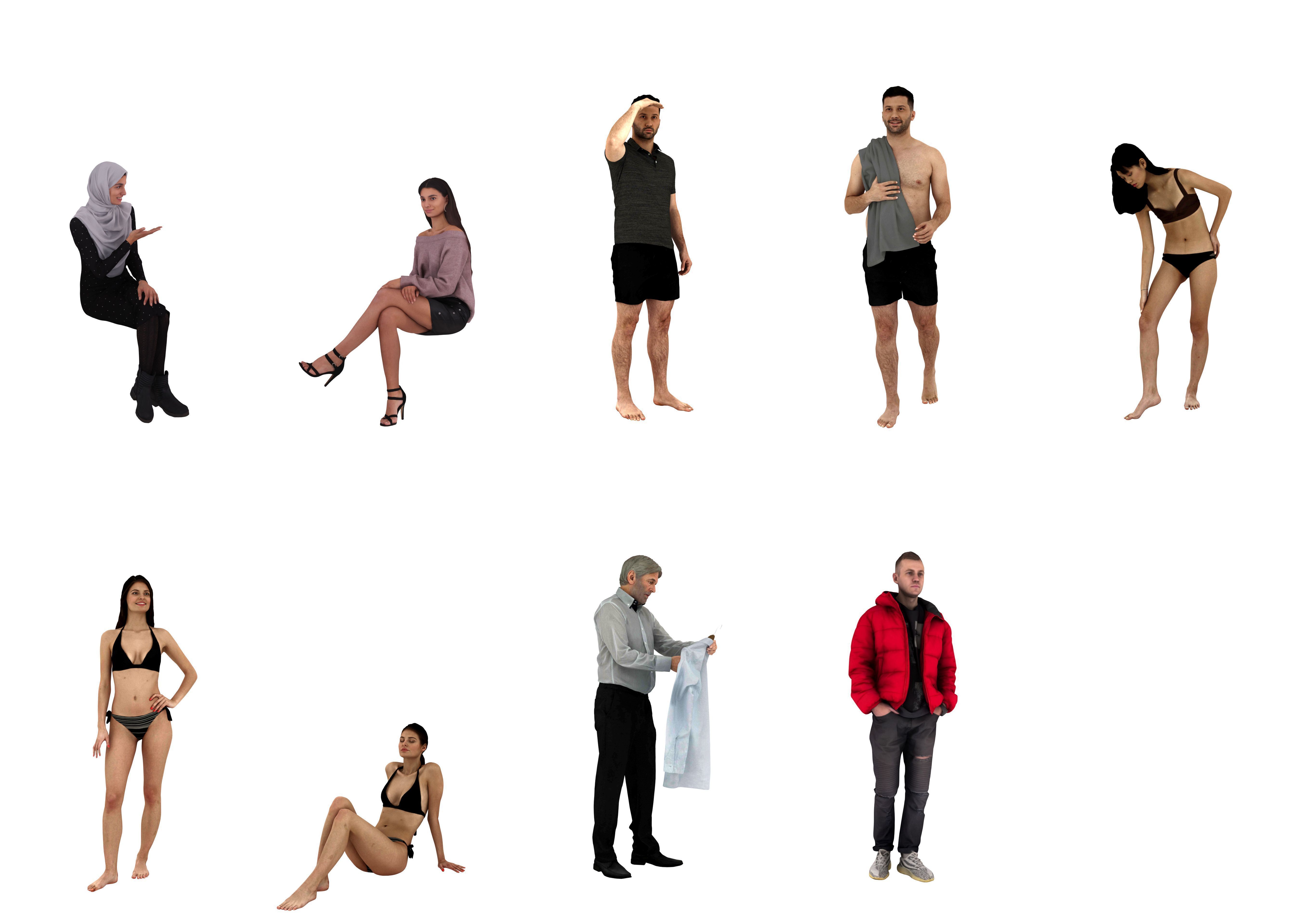 People pack poses scan body 50 pieces vol 3 of 10 Low-poly 3D model_8