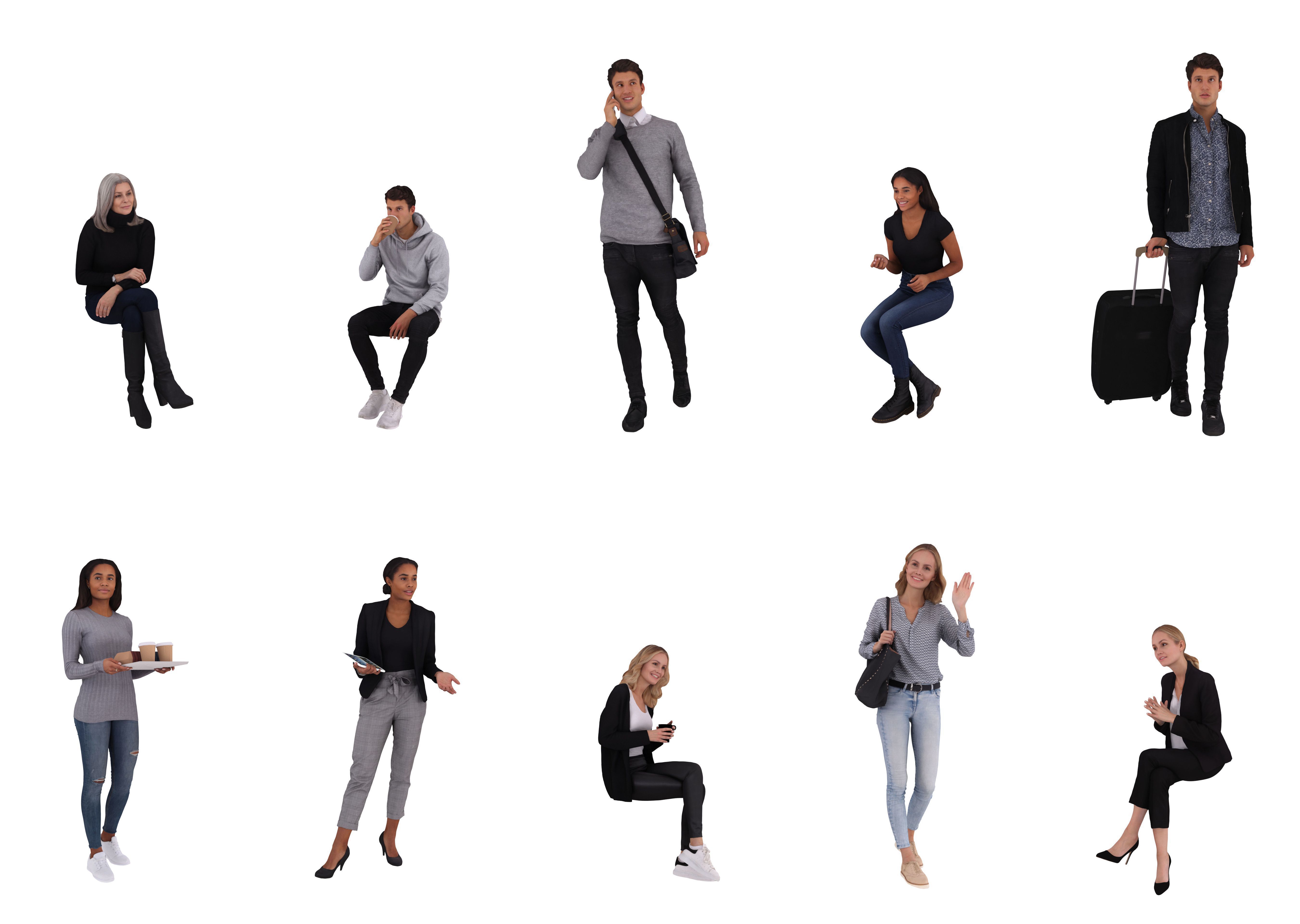 People pack poses scan body 50 pieces vol 3 of 10 Low-poly 3D model_5