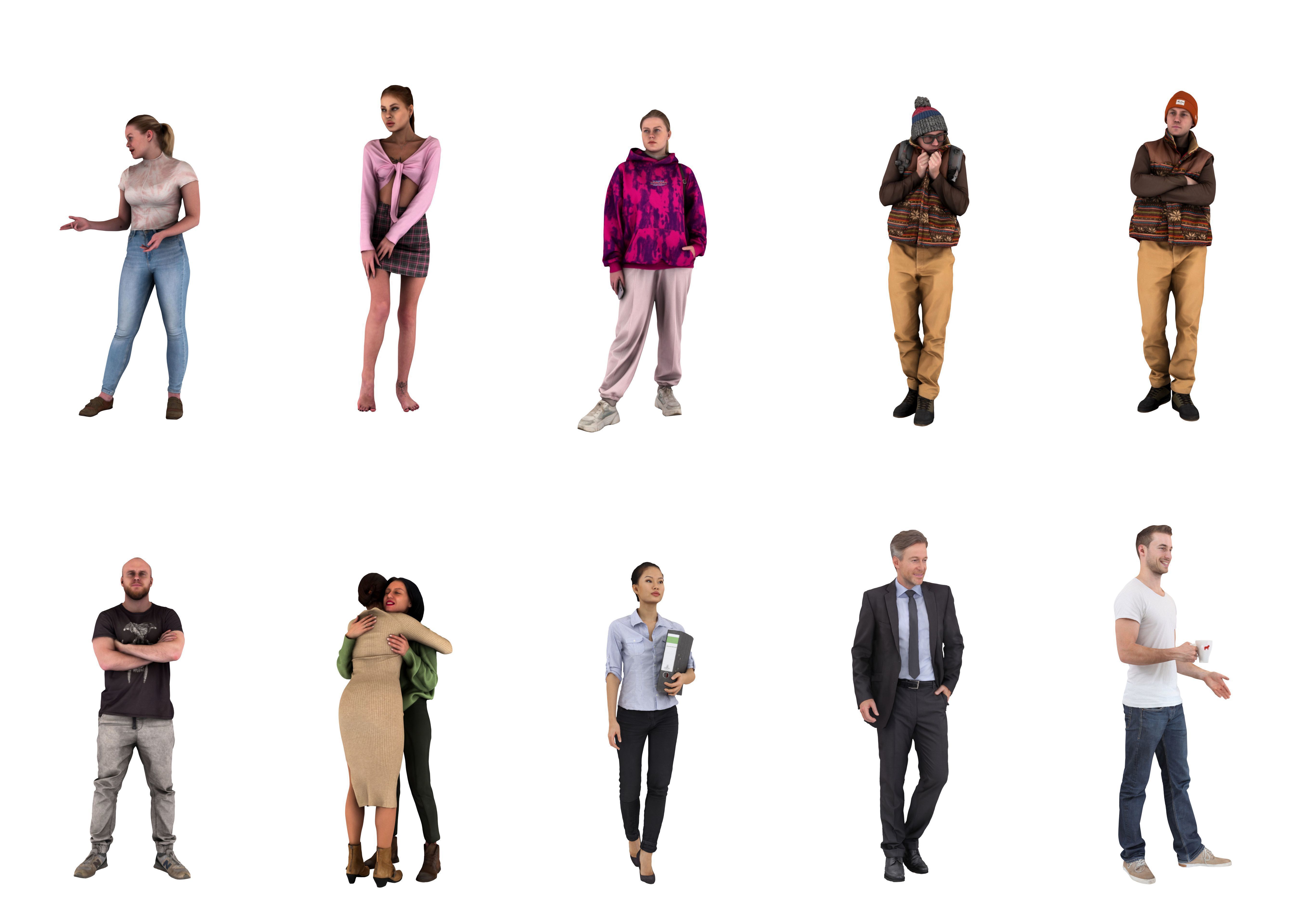 People pack poses scan body 50 pieces vol 3 of 10 Low-poly 3D model_6