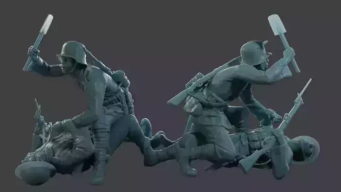 German vs British soldier ww1 Versus1 001 3D print model
