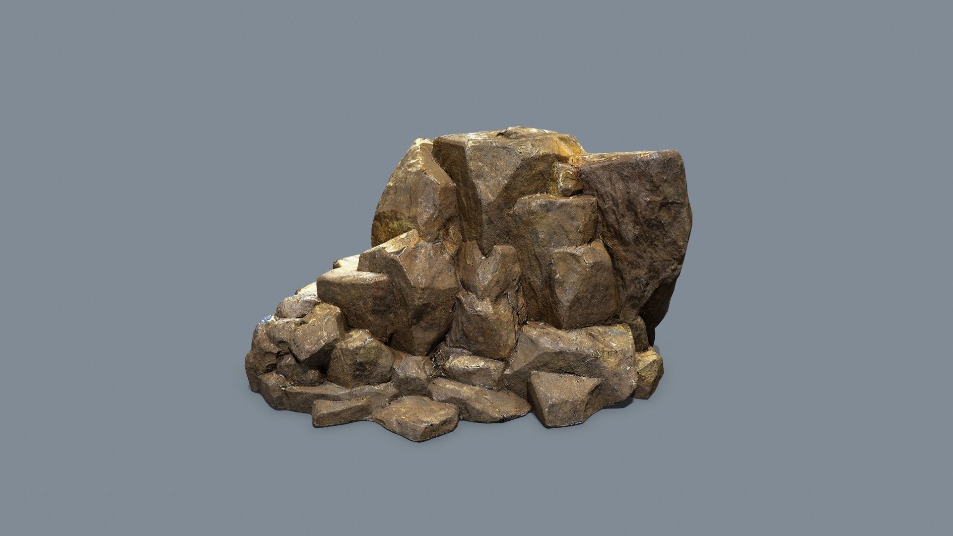 desert gold rocks Low-poly 3D model_2