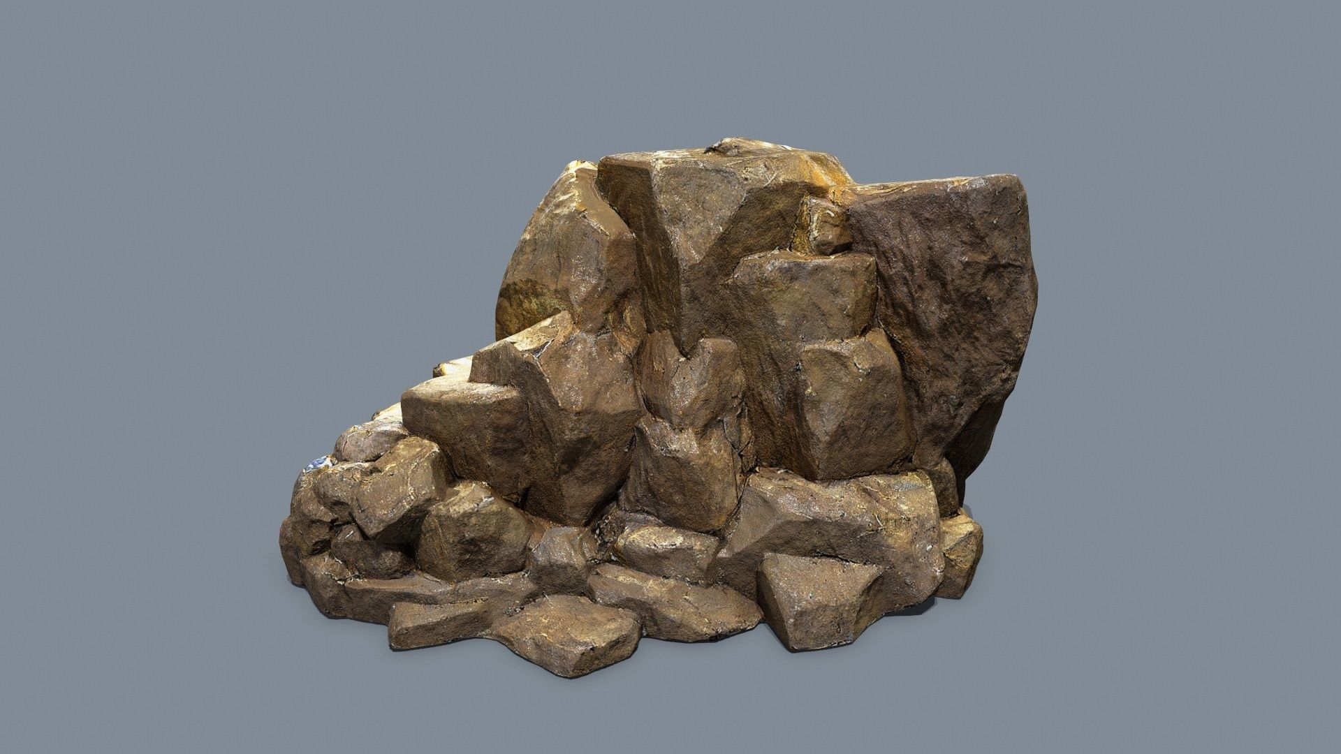 desert gold rocks Low-poly 3D model_1