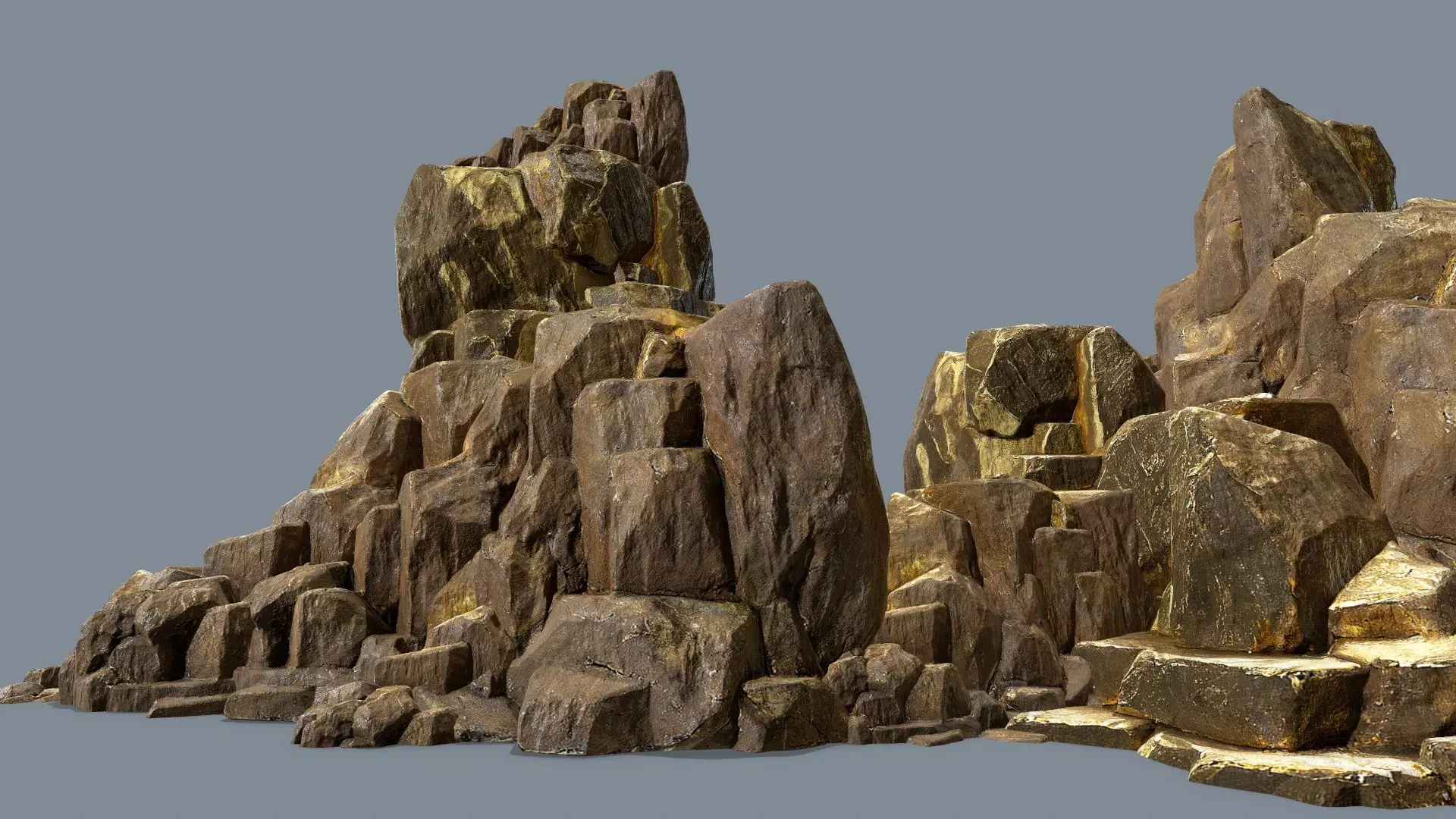 desert gold rocks Low-poly 3D model_0