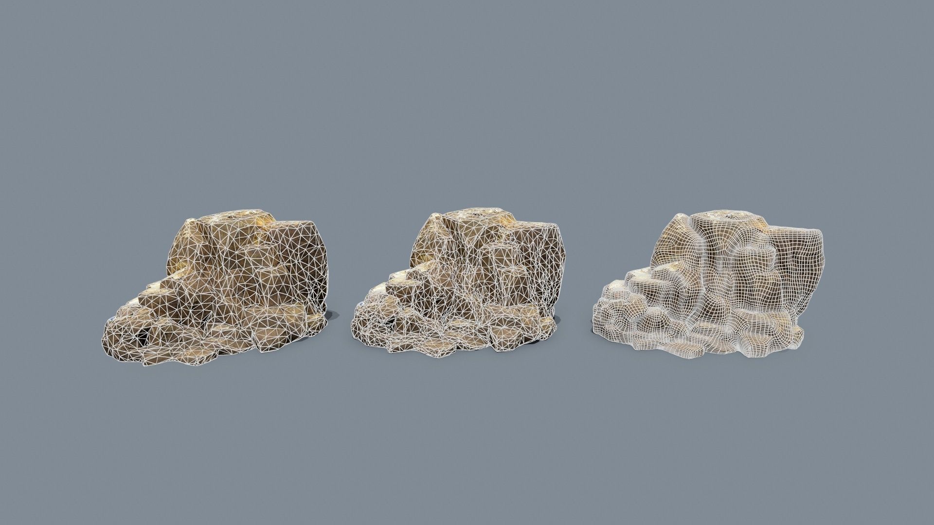 desert gold rocks Low-poly 3D model_12