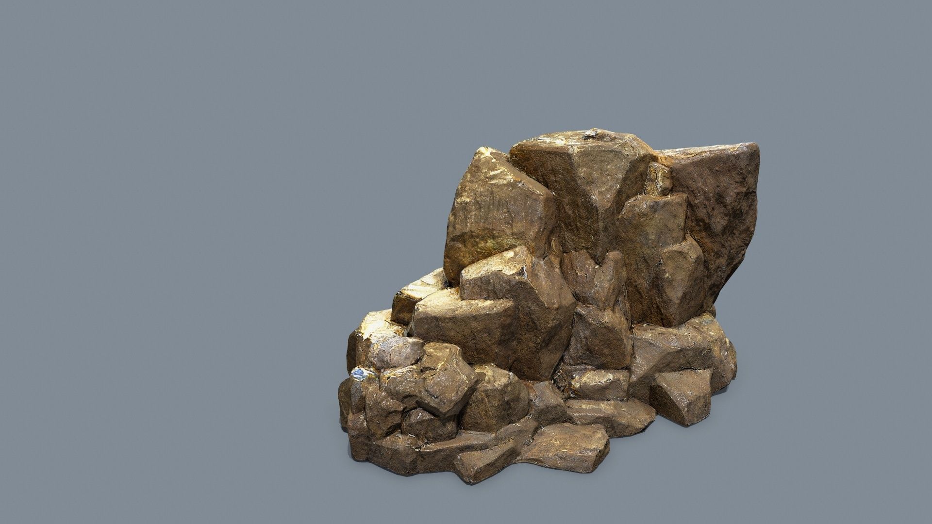 desert gold rocks Low-poly 3D model_10