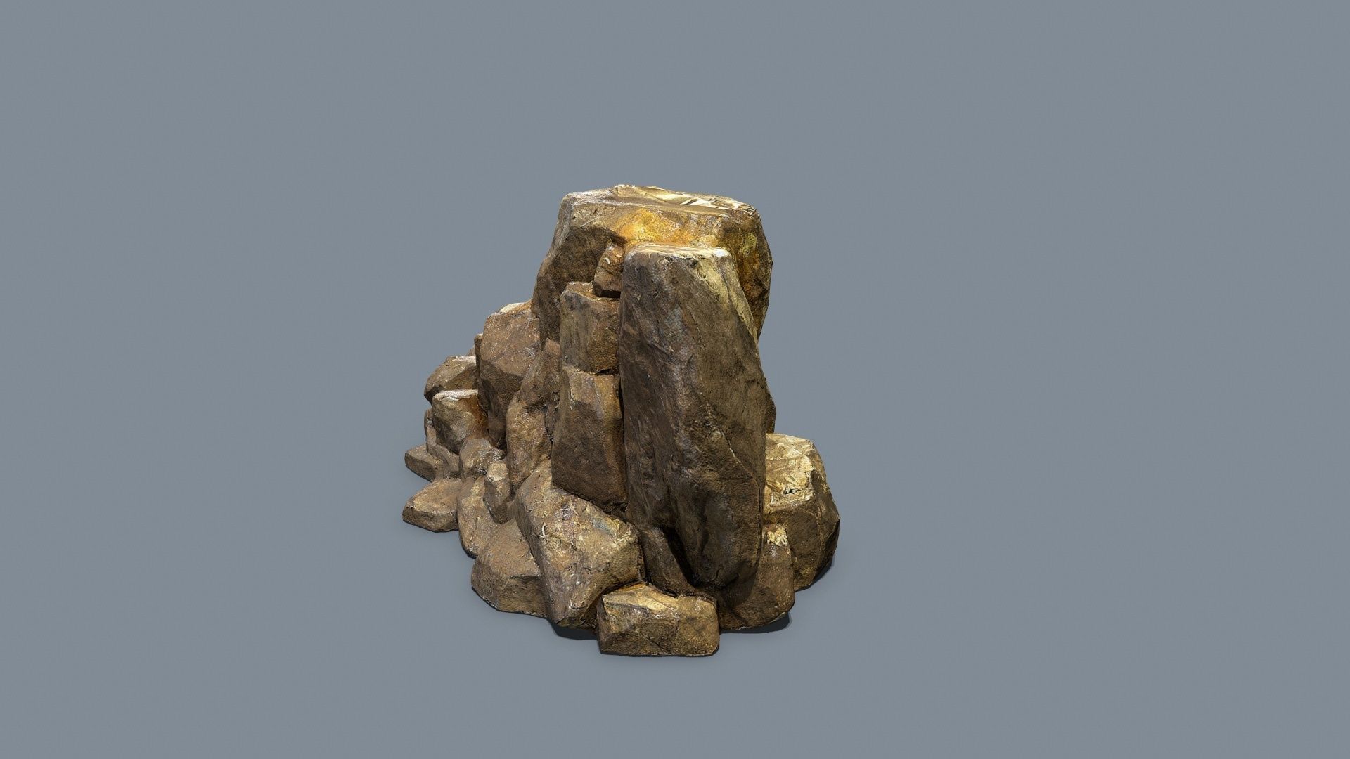desert gold rocks Low-poly 3D model_4