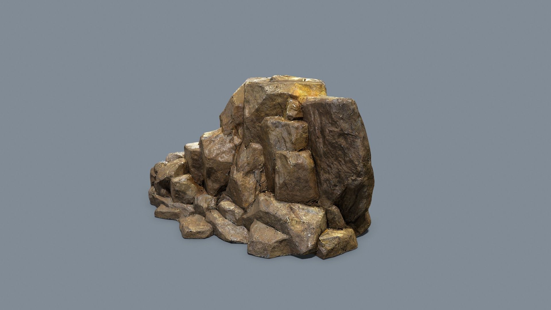 desert gold rocks Low-poly 3D model_3