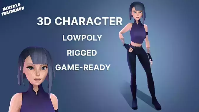Stylized Girl Model GameReady RIGGED - Lowpoly-