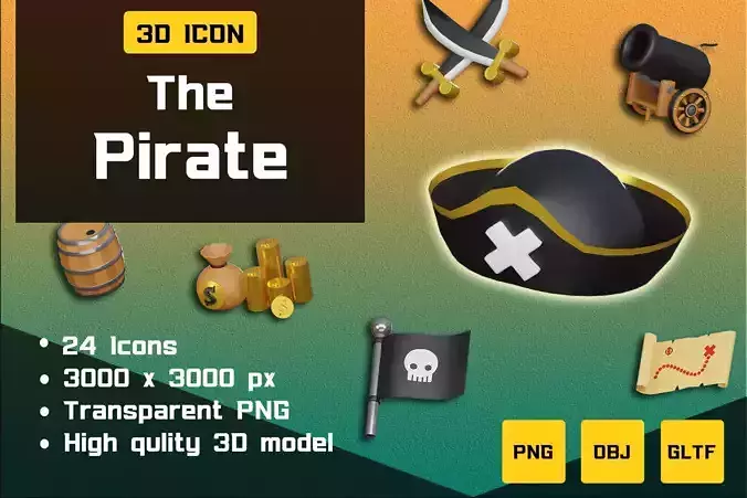Pirate - 3D Icons pack