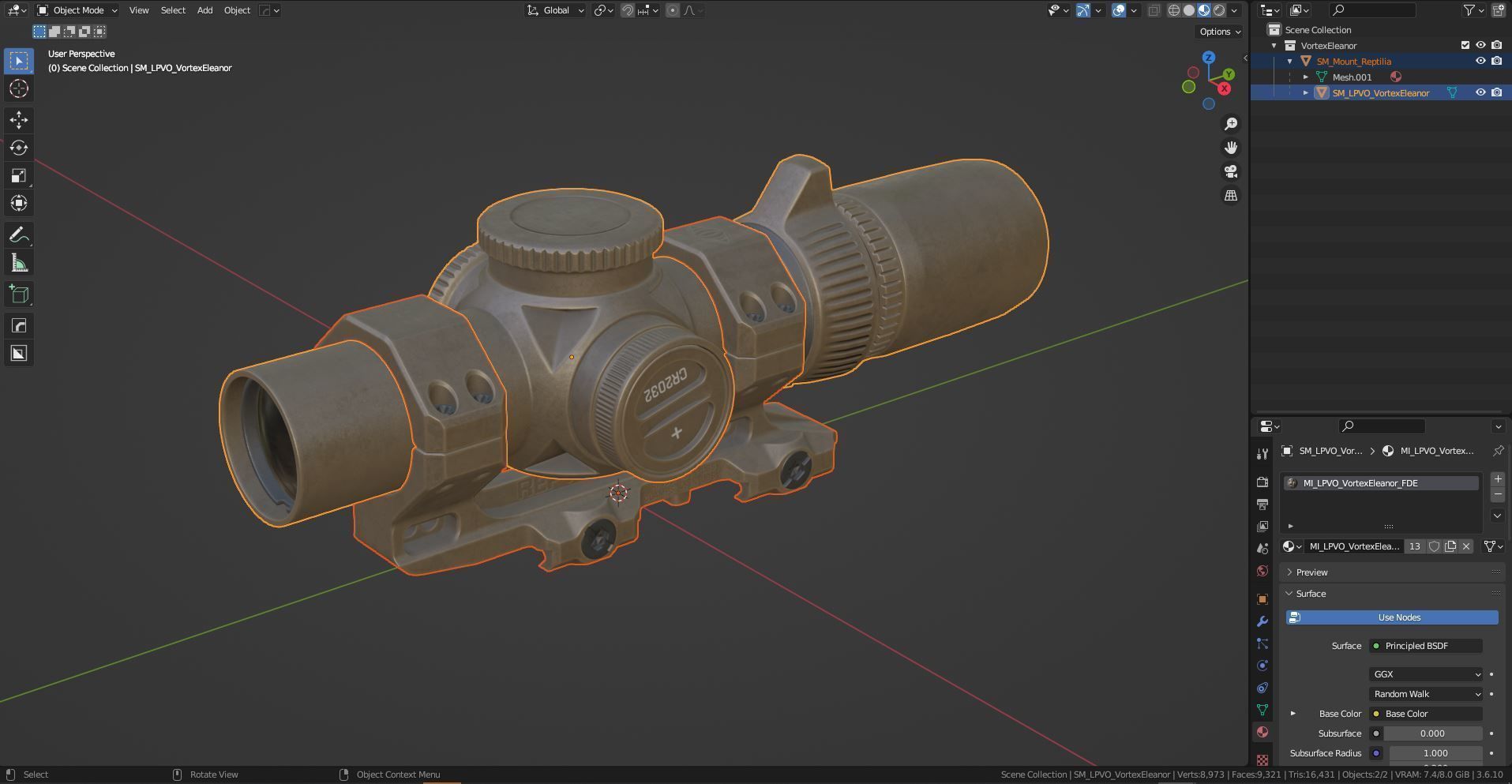 VORTEX 1X10 ELEANOR OPTIC Low-poly 3D model_16
