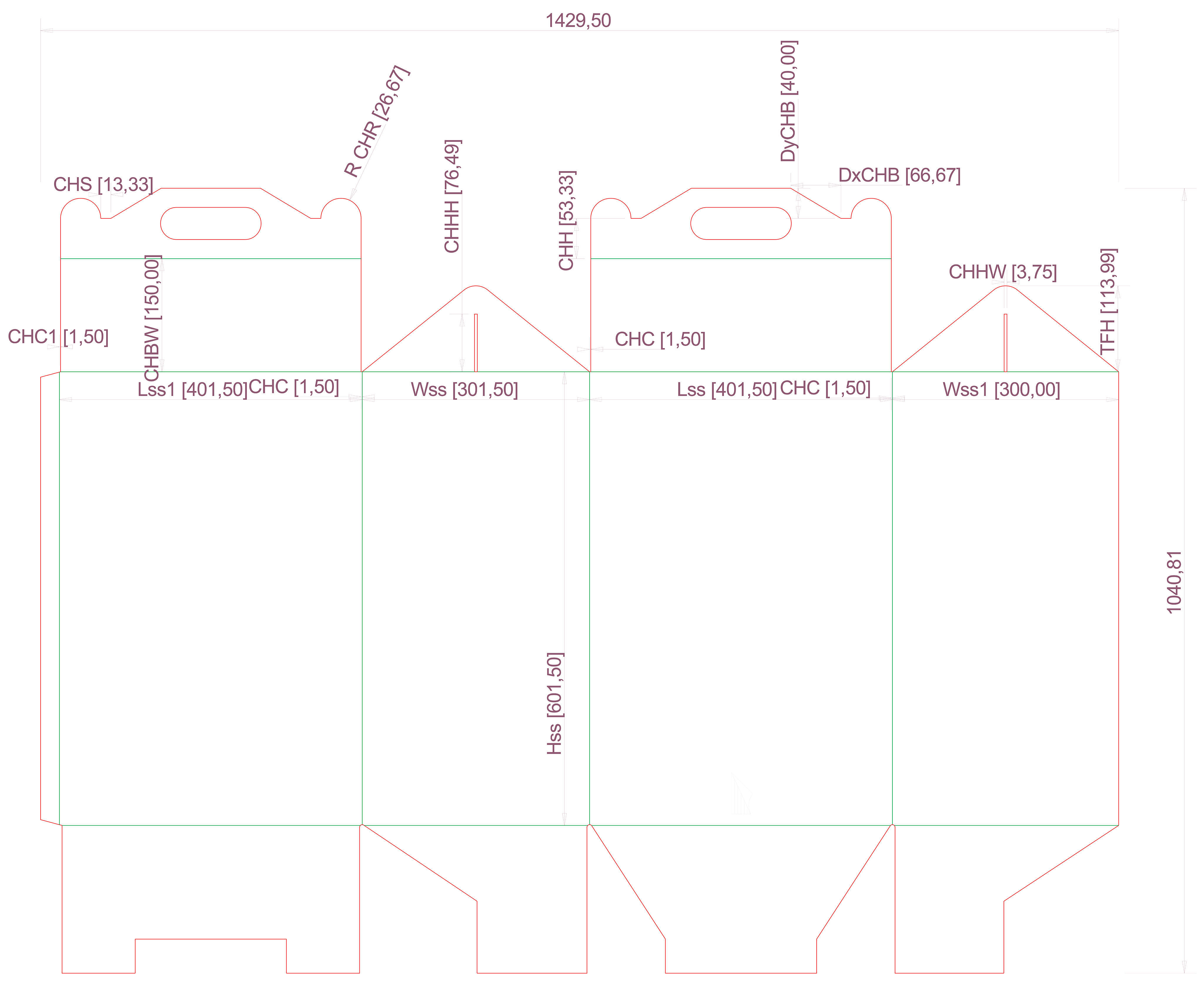 Gable Packaging Box Carrying Handle 400x300x600mm Texture_10