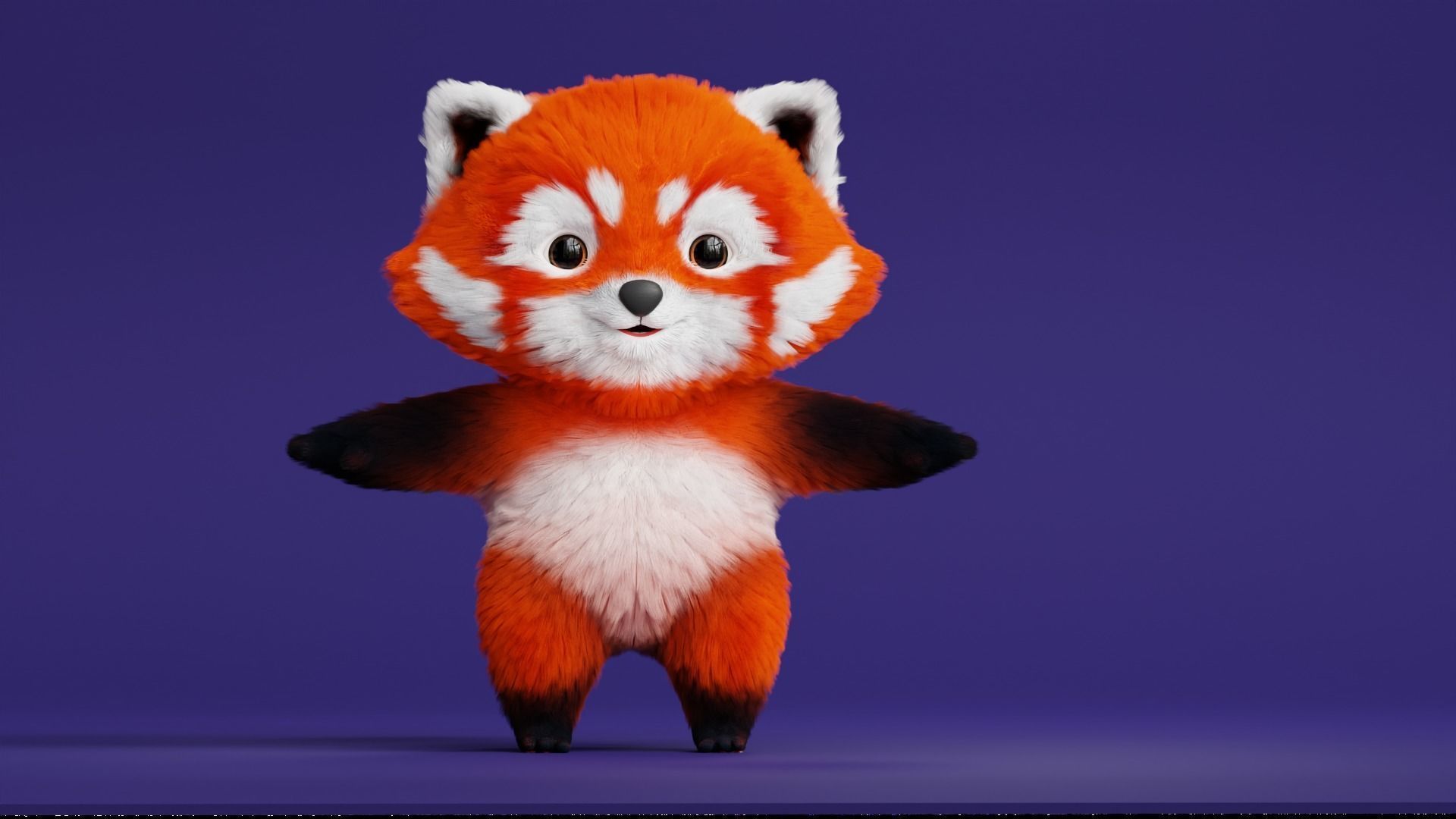 Cute cartoon panda Low-poly 3D model_4