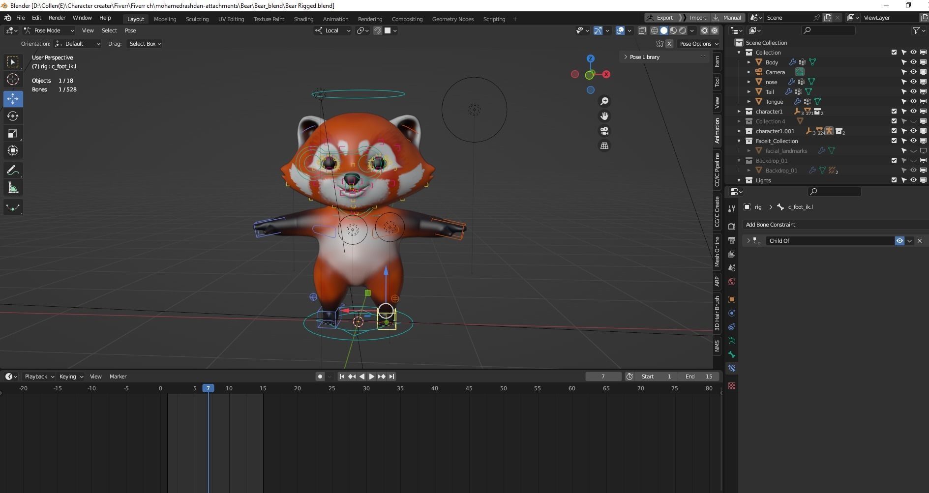Cute cartoon panda Low-poly 3D model_14