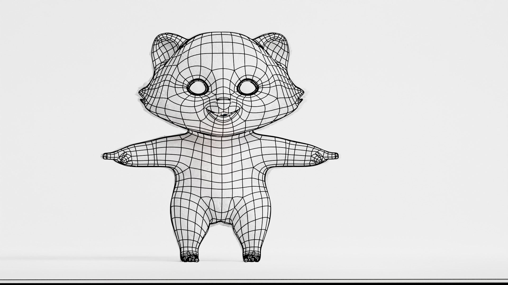 Cute cartoon panda Low-poly 3D model_5