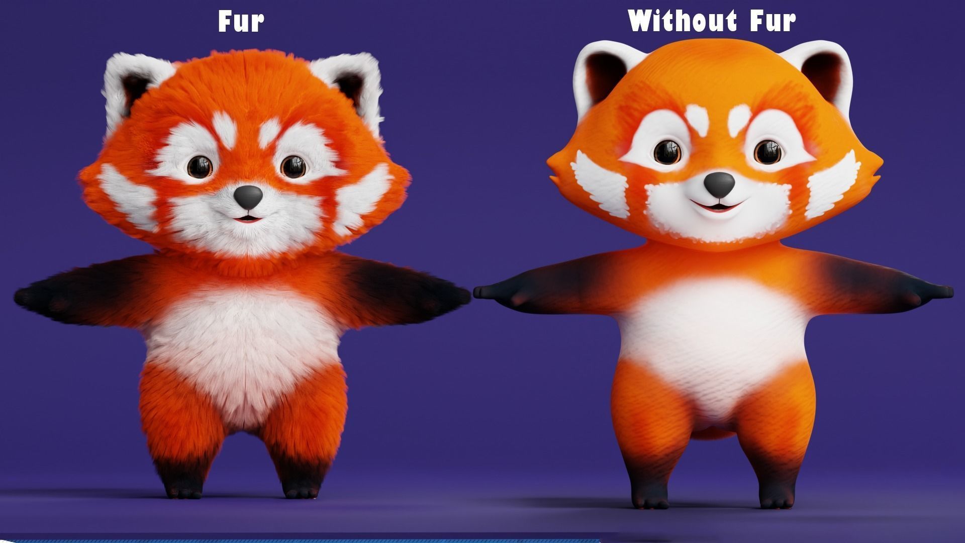 Cute cartoon panda Low-poly 3D model_1