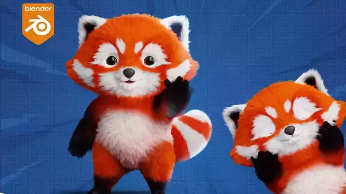 Cute cartoon panda Low-poly 3D model