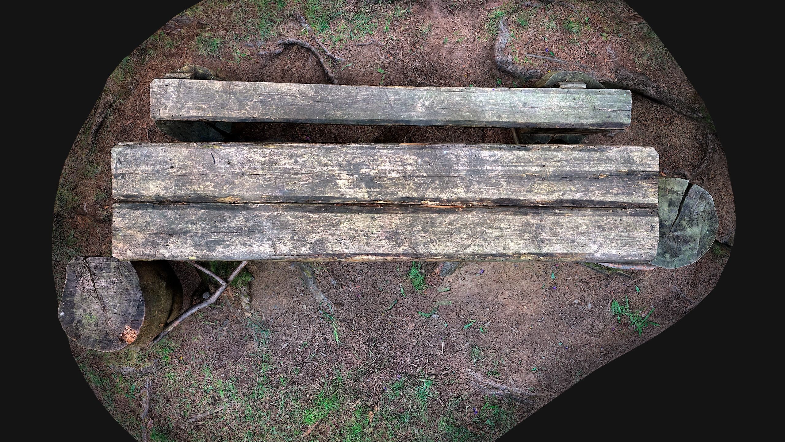 Wooden Table Bench Stump resting place in the Forest Low-poly 3D model_14