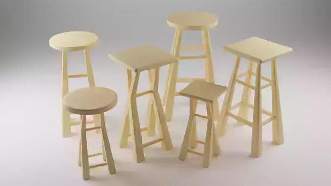   minimal  Wooden Chair 3D Model 